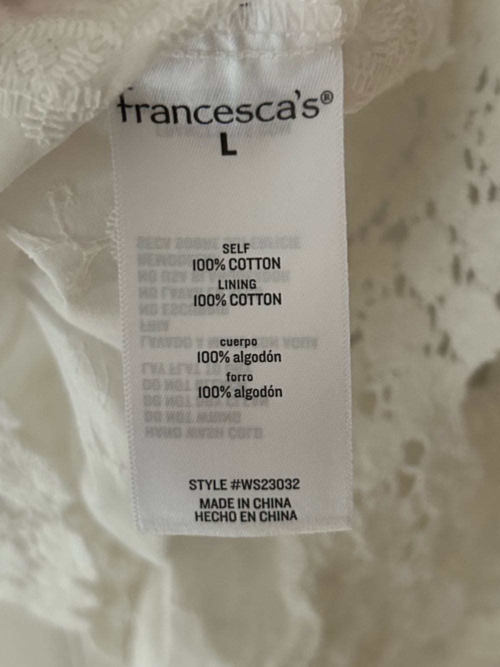 ⭐️ NEW Francesca’s Large White Lace Eyelet Cotton Camisole Scalloped Hem Tank - Picture 5 of 7